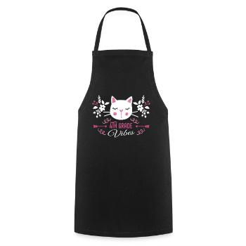 4th grade | Grade Vibes Back to School Cute Cat - Tablier de cuisine - noir - Devant - AI Model Male 185 dark (185cm)