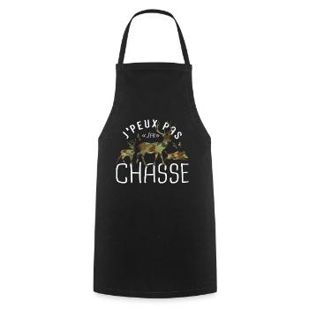 Je peux pas j'ai chasse humour chasseur cerf - Tablier de cuisine - noir - Devant - AI Model Male 185 dark (185cm)