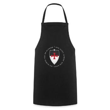 Knights Templar Crusader Motto and Cross - Cooking Apron - black - Front - AI Model Male 185 dark (185cm)