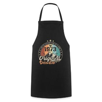 Décembre 1973 Cadeau Anniversaire - Decembre 1973 - Tablier de cuisine - noir - Devant - AI Model Male 185 dark (185cm)