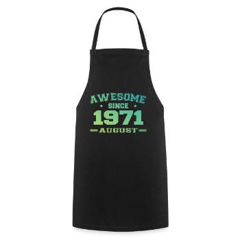 1971 August Year Birth Birthday August 1971 - Cooking Apron - black - Front - AI Model Male 185 dark (185cm)