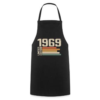 1969 Vintage - Retro 1969 Cadeau Anniversaire 1969 - Tablier de cuisine - noir - Devant - AI Model Male 185 dark (185cm)