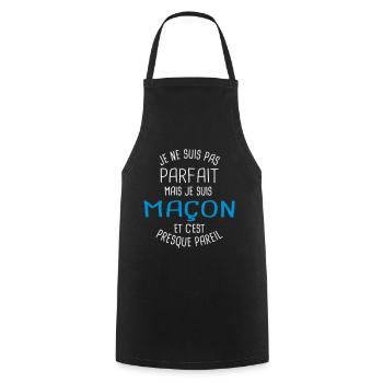 Pas parfait mais maçon - Tablier de cuisine - noir - Devant - AI Model Male 185 dark (185cm)