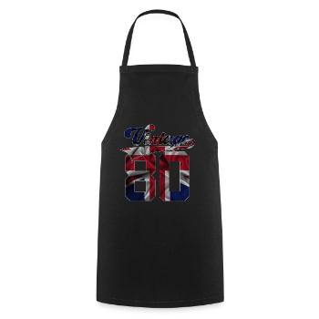 46E ANNIVERSAIRE BRITANNIQUE ANNÉES 1980 - Tablier de cuisine - noir - Devant - AI Model Male 185 dark (185cm)