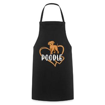 Poodle Heart - Cooking Apron - black - Front - AI Model Male 185 dark (185cm)