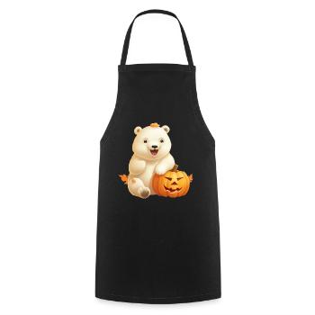Halloween polar bear with pumpkin - Cooking Apron - black - Front - AI Model Male 185 dark (185cm)