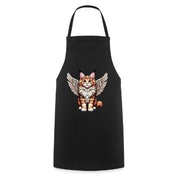 Maine Coon Cat - Cute Angel with Wings - Cooking Apron - black - Front - AI Model Male 185 dark (185cm)