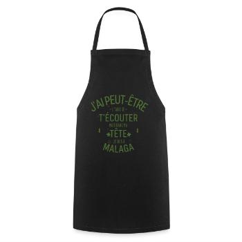 Dans ma Tête je suis à Malaga - Tablier de cuisine - noir - Devant - AI Model Male 185 dark (185cm)