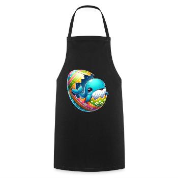 Colorful Whale Hatching from Easter Egg Cartoon - Cooking Apron - black - Front - AI Model Male 185 dark (185cm)