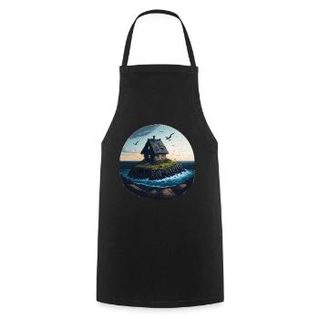 Maison solitaire sur une île balnéaire - Tablier de cuisine - noir - Devant - AI Model Male 185 dark (185cm)