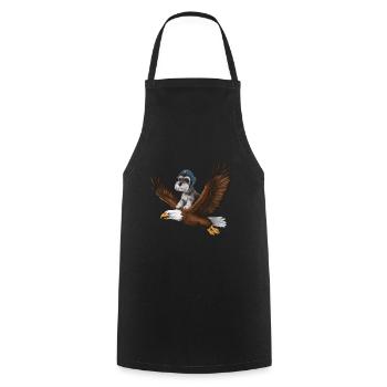 Miniature Schnauzer with majestic bald eagle - Cooking Apron - black - Front - AI Model Male 185 dark (185cm)