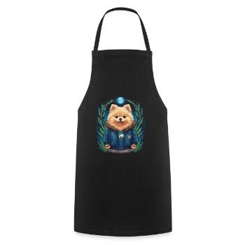 Spitz de Poméranie dans la recherche de dessin animé pour les propriétaires de chiens - Tablier de cuisine - noir - Devant - AI Model Male 185 dark (185cm)