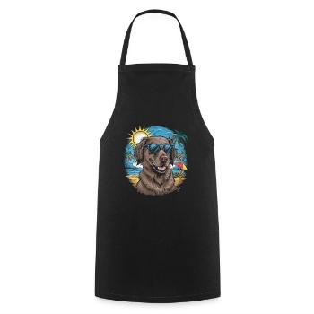 Flat Coated Retriever with Sunglasses - Cooking Apron - black - Front - AI Model Male 185 dark (185cm)
