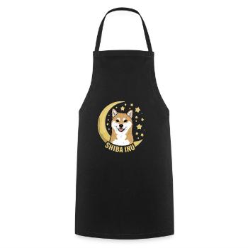 Cool Cartoon Shiba Inu with Moon and Stars - Cooking Apron - black - Front - AI Model Male 185 dark (185cm)