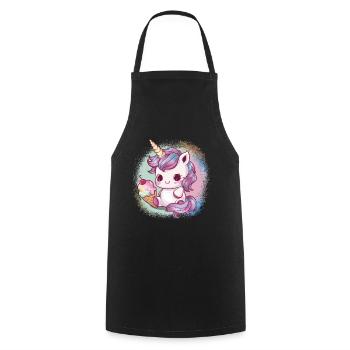 Licorne kawaii avec glace - Tablier de cuisine - noir - Devant - AI Model Male 185 dark (185cm)