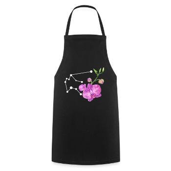 Aquarius Constellation with Watercolor Orchids - Cooking Apron - black - Front - AI Model Male 185 dark (185cm)
