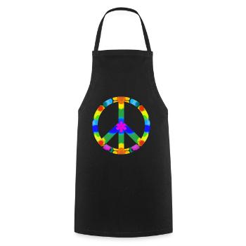 Friedens Zeichen bunt, Flowerpower - Kochschürze - Schwarz - Vorne - AI Model Male 185 dark (185cm)