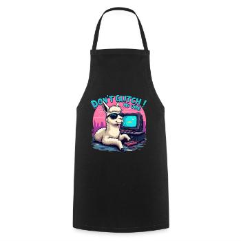 Don't Glitch my Vibe - Retro Gaming Alpaka - Kochschürze - Schwarz - Vorne - AI Model Male 185 dark (185cm)