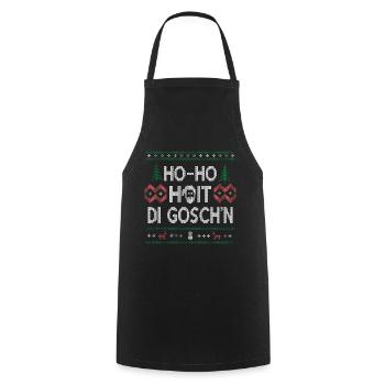 Weihnachtlicher Spaß – Ho-Ho-Hoit di Gosch'n - Kochschürze - Schwarz - Vorne - AI Model Male 185 dark (185cm)