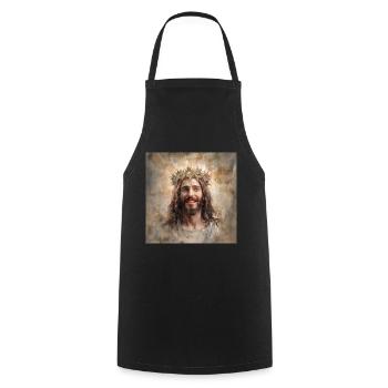 JESUS CHRIST PORTRAIT STREET ART - Tablier de cuisine - noir - Devant - AI Model Male 185 dark (185cm)
