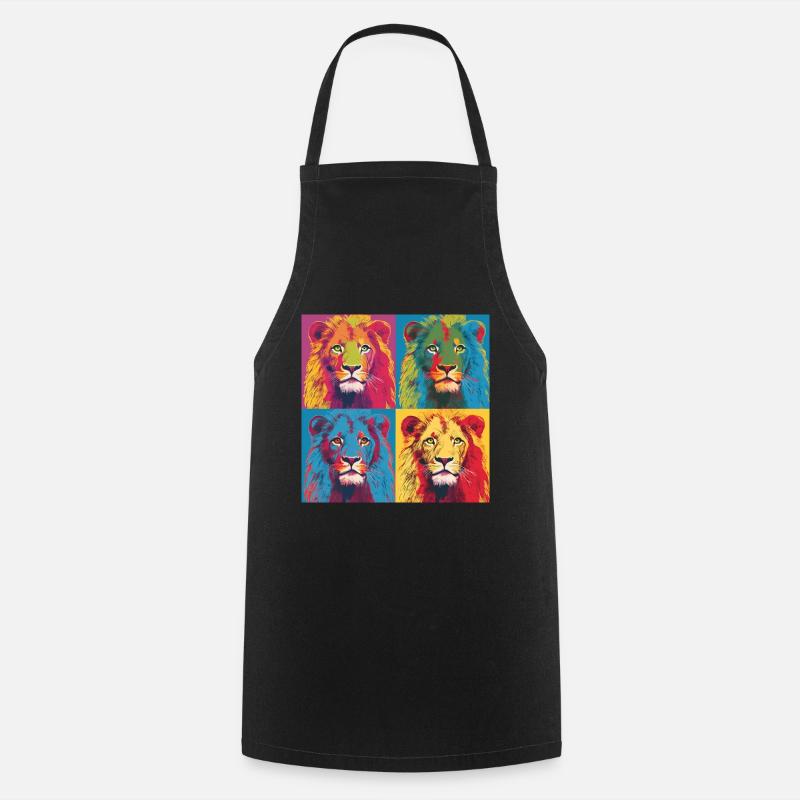LION POP ART - Cooking Apron - black