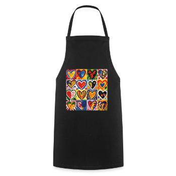 HEART OF LOVE STREET ART - Cooking Apron - black - Front - AI Model Male 185 dark (185cm)