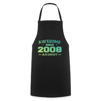 2008 August Year Birth Birthday August 2008 - Cooking Apron - black - Front - AI Model Male 185 dark (185cm)