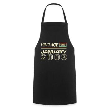 Vintage January 2008 - Birthday January 2008 - Cooking Apron - black - Front - AI Model Male 185 dark (185cm)