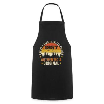 Original 1957 Cadeau D'anniversaire 1957 Authentic - Tablier de cuisine - noir - Devant - AI Model Male 185 dark (185cm)