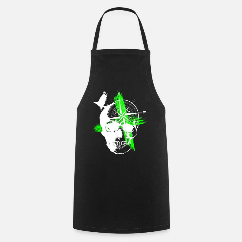 Skull Trash Polka Green - Cooking Apron - black