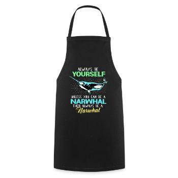 Narwhal Gift Unicorn Kawaii Whales Diving - Cooking Apron - black - Front - AI Model Male 185 dark (185cm)