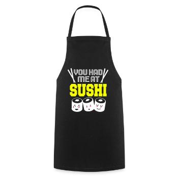 Sushi Go Riz Japon Tokyo Miso Nigiri Maki Udon - Tablier de cuisine - noir - Devant - AI Model Male 185 dark (185cm)