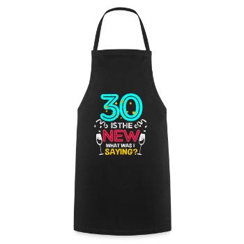 30th birthday - Cooking Apron - black - Front - AI Model Male 185 dark (185cm)