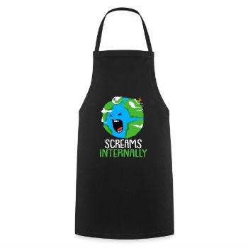Climate Change Earth Day Environmental Protection Eco Organic Earth - Cooking Apron - black - Front - AI Model Male 185 dark (185cm)