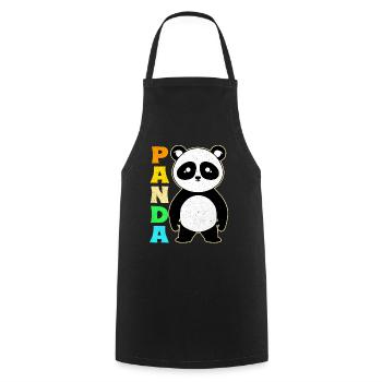 Panda - Kochschürze - Schwarz - Vorne - AI Model Male 185 dark (185cm)