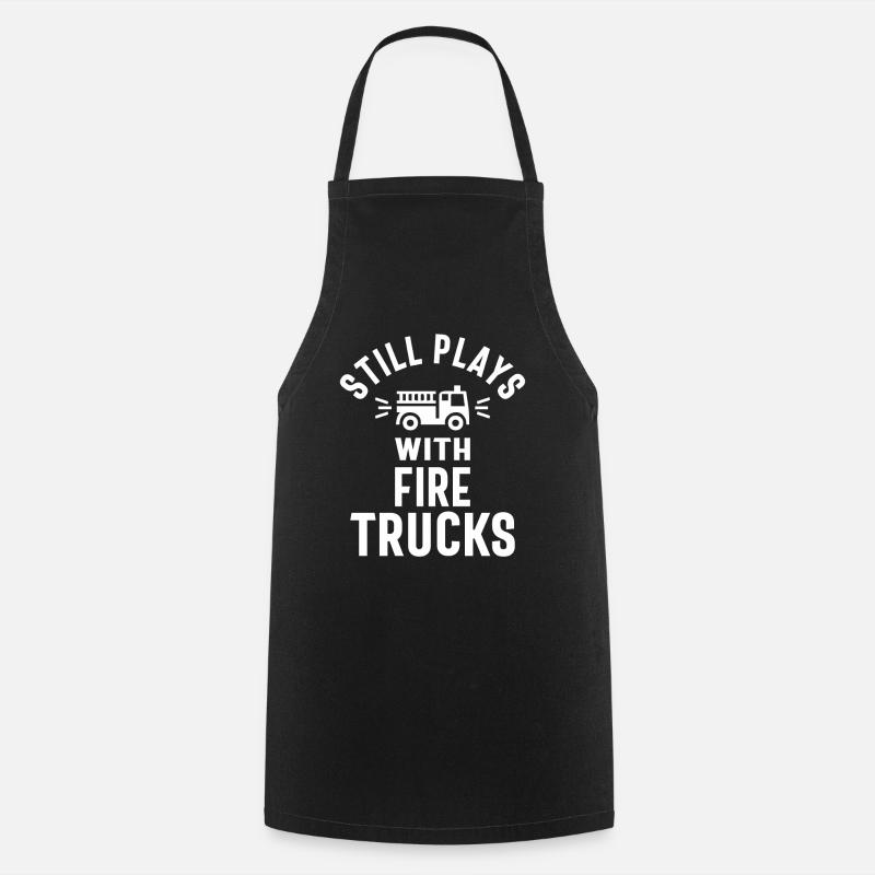 Still Plays With Firetrucks - Cooking Apron - black