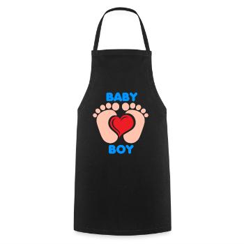 Baby feet heart brother baby boy birth sibling - Cooking Apron - black - Front - AI Model Male 185 dark (185cm)
