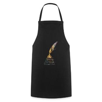 Book book stack with inkwell vintage design - Cooking Apron - black - Front - AI Model Male 185 dark (185cm)