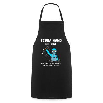 Taucher Handzeichen Scuba Diving - Kochschürze - Schwarz - Vorne - AI Model Male 185 dark (185cm)