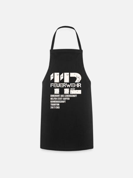 112 Feuerwehr Geschenk - Kochschürze - Schwarz