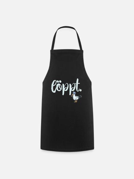 löppt plattdeutsch mit cooler Möwe Geschenk - Kochschürze - Schwarz