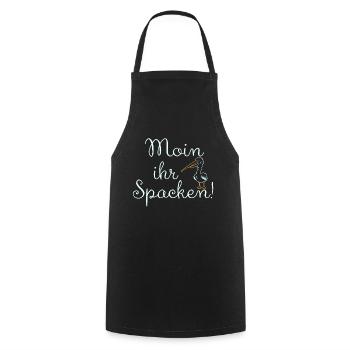 Moin Ihr Spacken Plattdeutsch Geschenkidee - Kochschürze - Schwarz - Vorne - AI Model Male 185 dark (185cm)