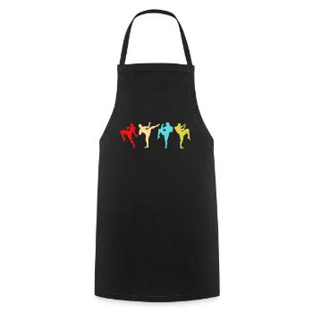 Thai Boxing Martial Arts MMA Kickboxer Muay Thai - Cooking Apron - black - Front - AI Model Male 185 dark (185cm)
