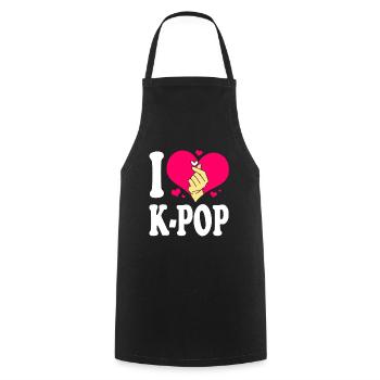 K-Pop - Kochschürze - Schwarz - Vorne - AI Model Male 185 dark (185cm)