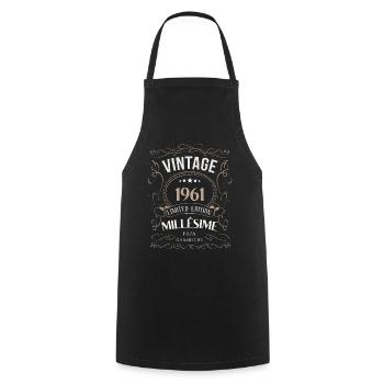 ANNIVERSAIRE PAPA NÉ EN 1961 idée cadeau humour - Tablier de cuisine - noir - Devant - AI Model Male 185 dark (185cm)