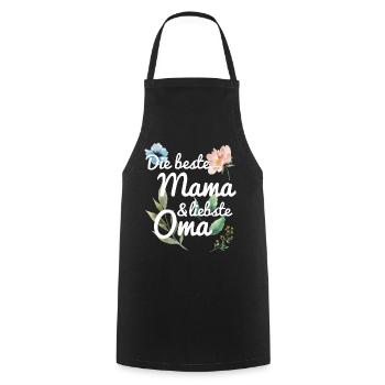 DIe beste Mama und liebste Oma Spruch floral Blume - Kochschürze - Schwarz - Vorne - AI Model Male 185 dark (185cm)