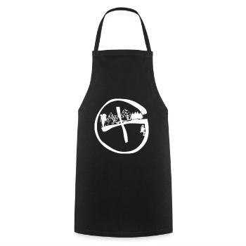 Geocaching motif - Cooking Apron - black - Front - AI Model Male 185 dark (185cm)