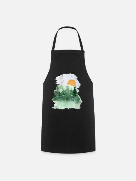 forêt randonnée nature vacances camping idée cadeau - Tablier de cuisine - noir