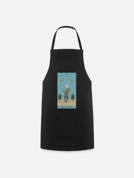 Bicycle Cyclist Tarot Card Protection Symbol - Cooking Apron - black