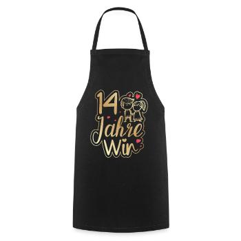 Ein perfektes Team seit 14 Jahren Hochzeitstag - Kochschürze - Schwarz - Vorne - AI Model Male 185 dark (185cm)